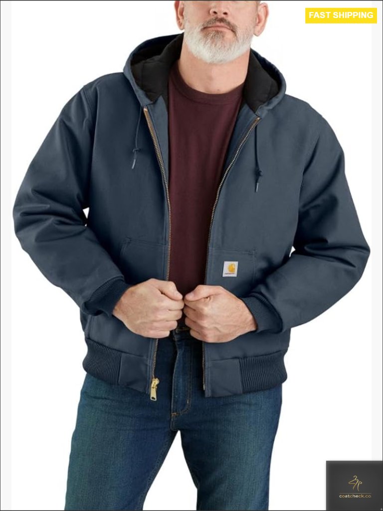 Insulated Duck Active Jac Loose Fit Heavyweight Jacket Quilted Hood Work Warm
